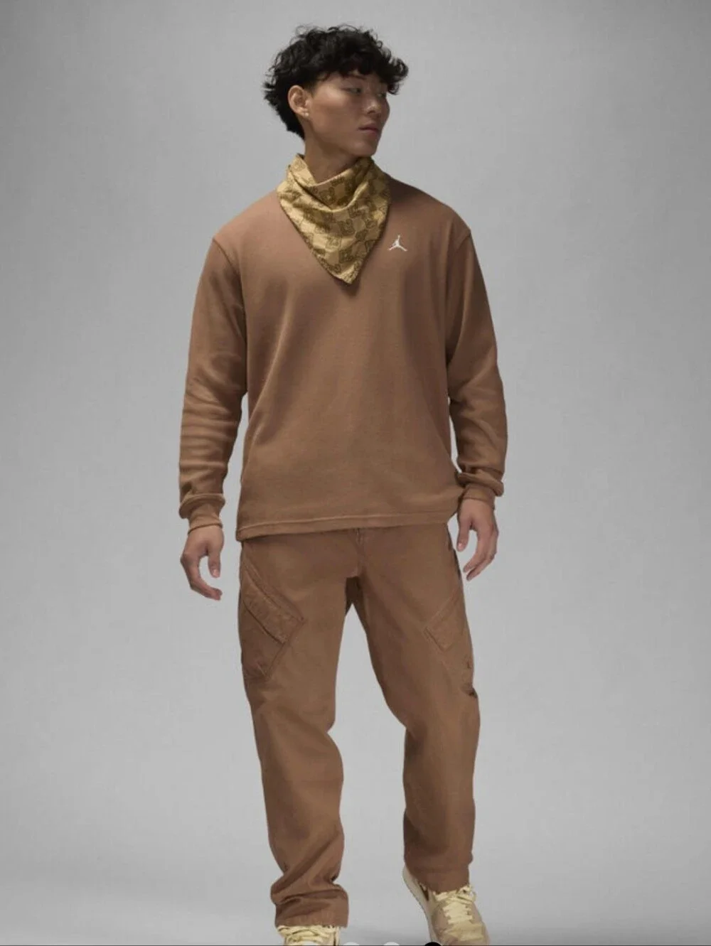 Jordan Essentials Long Sleeve Knit Top ~ Archaeo Brown FV7456-223 Men's: L *NWT